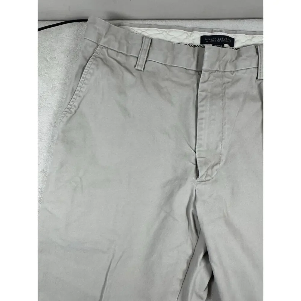 Banana Republic Dawson Mens Chino Pants 32x32 Relaxed Fit Light Khaki